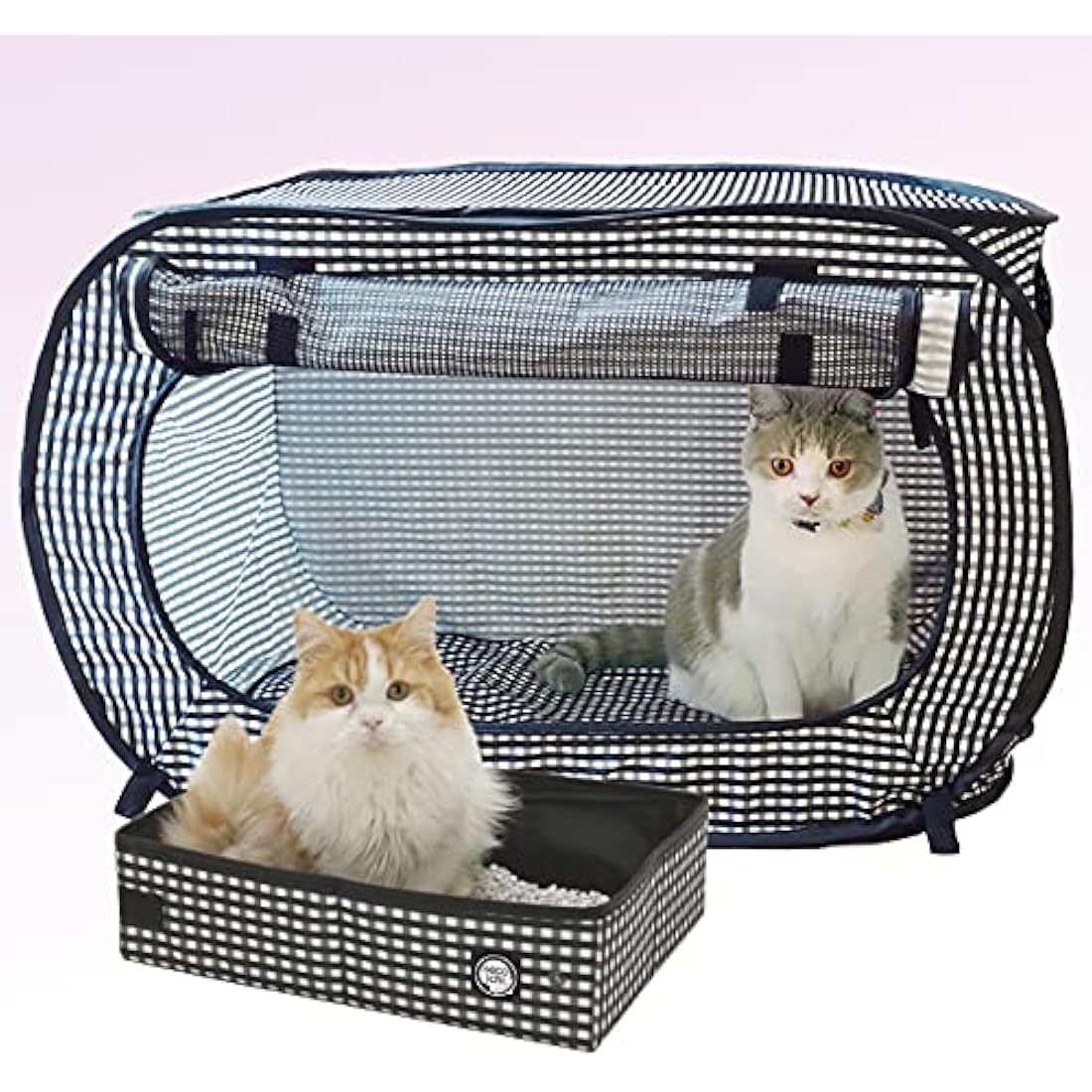 Necoichi Portable Stress Free Cage Carrier and Litter Box, Indoor & Outdoor, Travel (Black, Cage/Kennel+Litter Box)