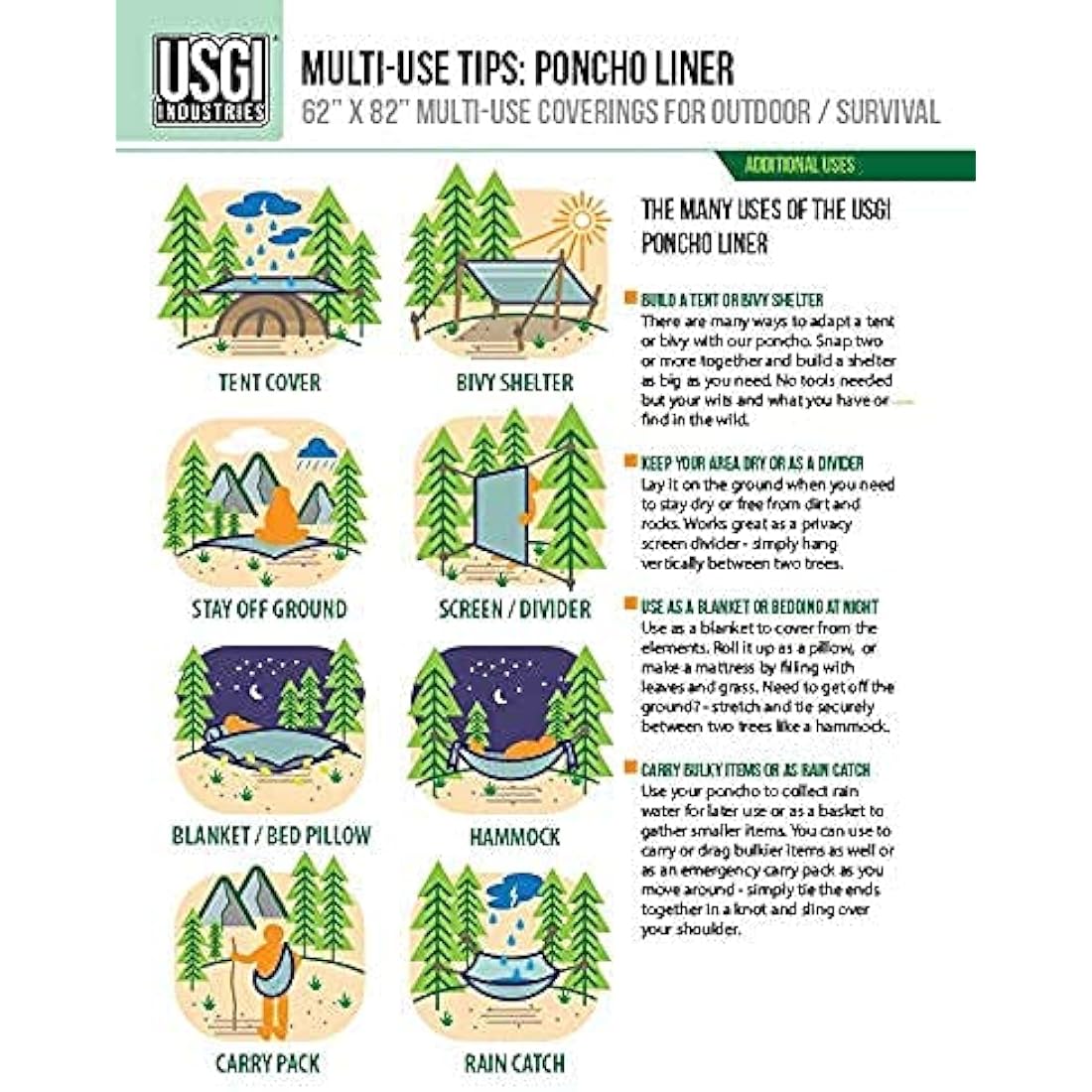 USGI Industries Military Woobie Blanket | Thermal Insulated Camping Blanket, Poncho Liner | Large, Portable, Water-Resistant, for Hiking, Outdoor, Survival, Comes with Compression Carry Bag (Marpat)