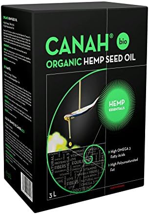 Canah® Organic Hemp Seed Oil 3 litres - Cold Pressed Unrefined, Vegan, Rich in Omega 3 Omega 6 Fatty acids & Vitamin E, Certified Kosher + Bonus Free Recipes