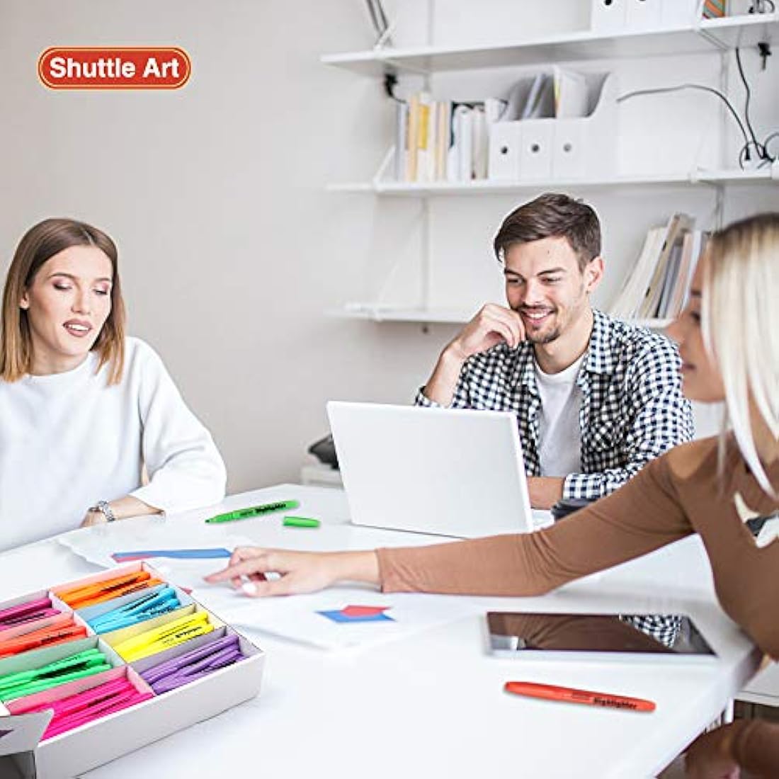 Shuttle Art 144 Pack Highlighters, Highlighters Assorted Colours, 8 Colours Chisel Tip Dry-Quickly Non-Toxic Highlighter Markers Pens for Adults Kids Highlighting in the Home School Office