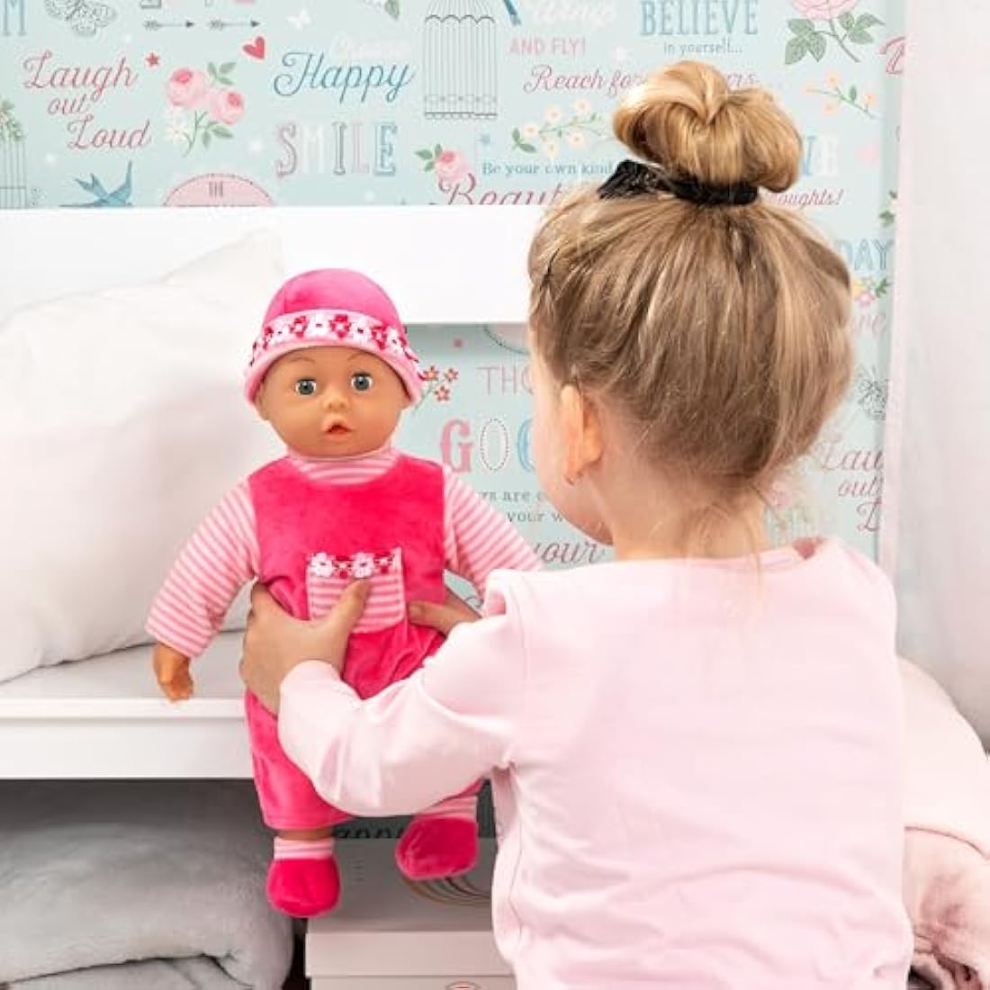 Bayer Design 15inch First Words Baby Doll (Pink)