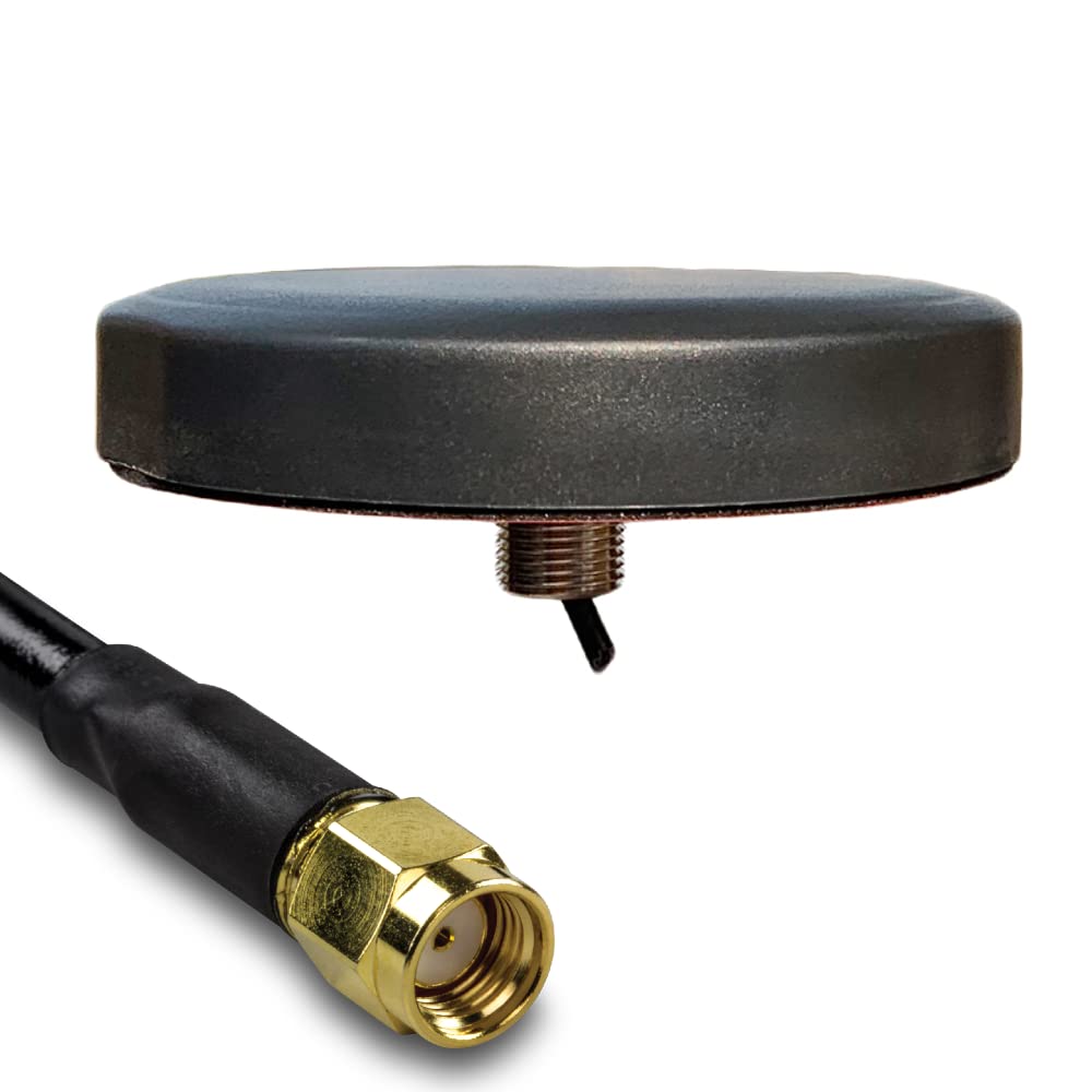 UniteCom 2.4GHz & 5GHz Dual Band Wi-Fi Puck Antenna 3 Meter Cable RP-SMA Connector Broadband Internet 5.8 Waterproof Outdoor Indoor Rugged Anti Vandal