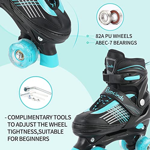 Runcinds Adjustable 4 Size Toddler Roller Skates for Boys Girls Women with Light up Wheels, Kids Roller Skates for Beginners Indoor Outdoor