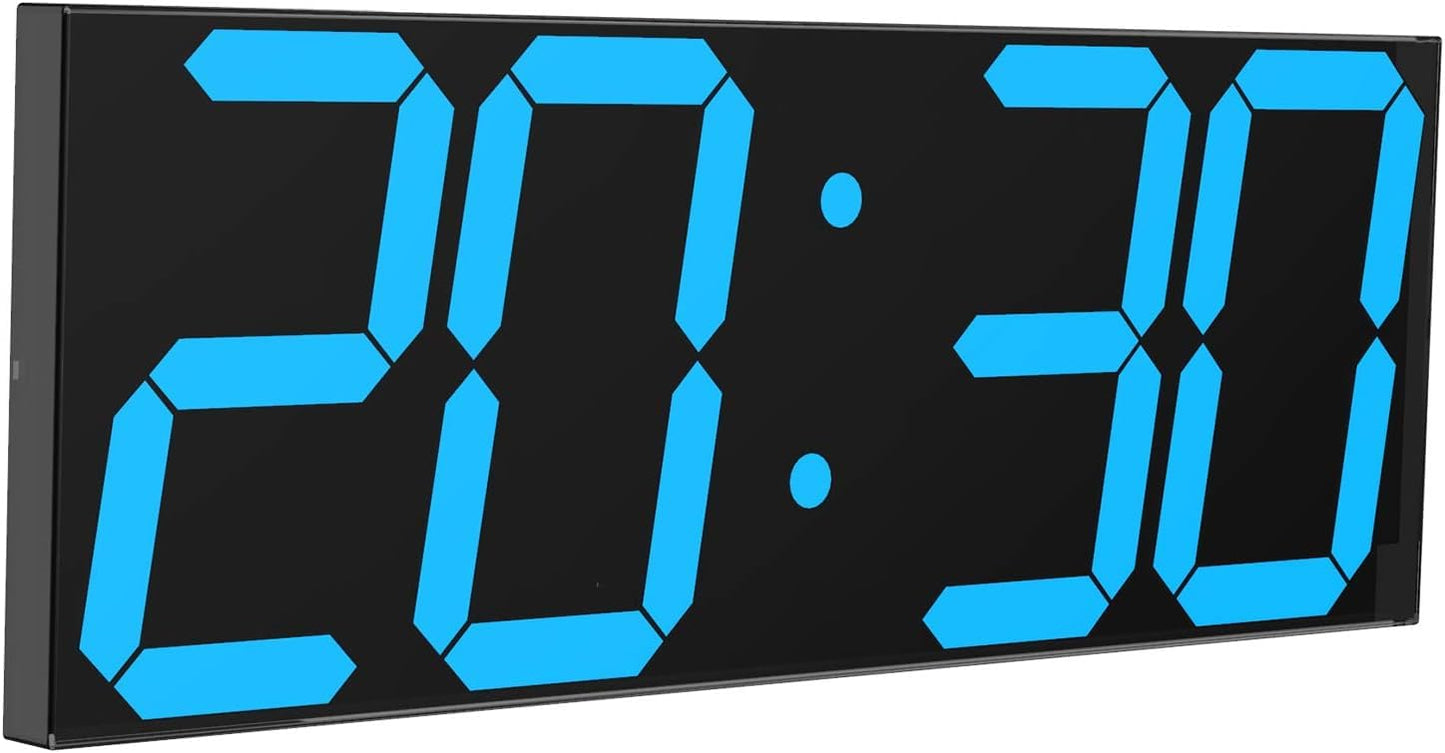 CHKOSDA Digital Wall Clock, 18" Large Wall Clock, Led Wall Clock with Countdown Timer, Calendar, Thermometer, 12/24H, Adjustable Brightness, Wall