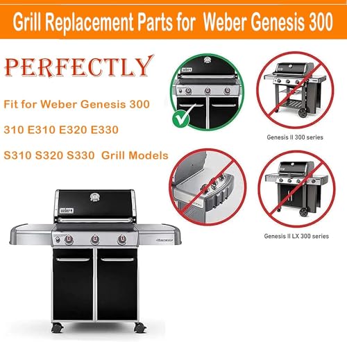 Denmay 44.5 cm Flavorizer Bars for Weber Genesis E310 E320 E330 S310 S320 S330 Grills with Front Controls, Porcelain Steel Heat Plates Burner Cover
