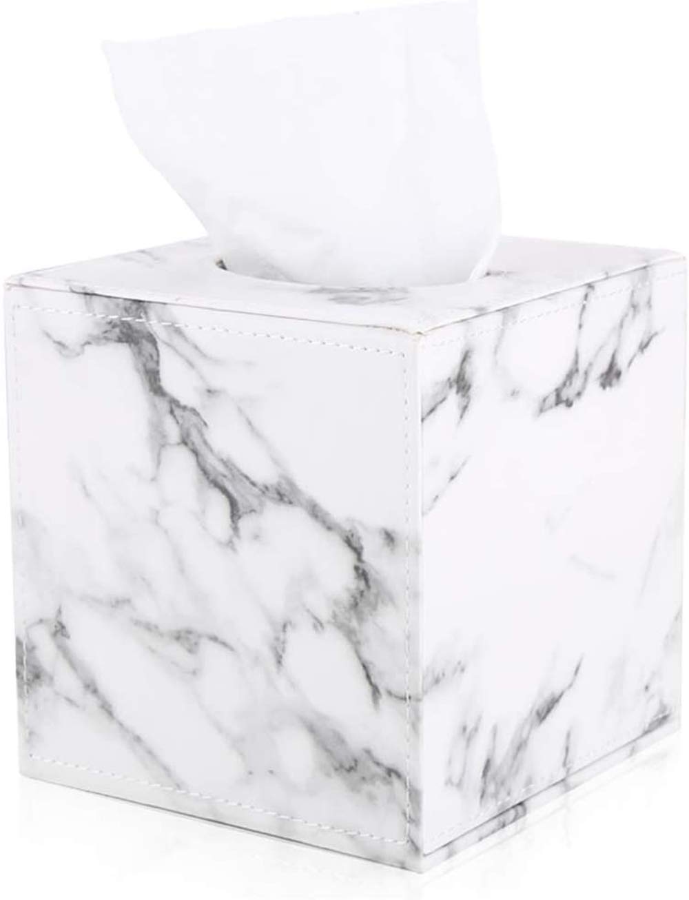 GORESE Marble Tissue Box Holder - Leather Cube Square Tissue Box Cover Holder,Household Office Tissue Cover Case Paper Holder Napkin Holder Desk