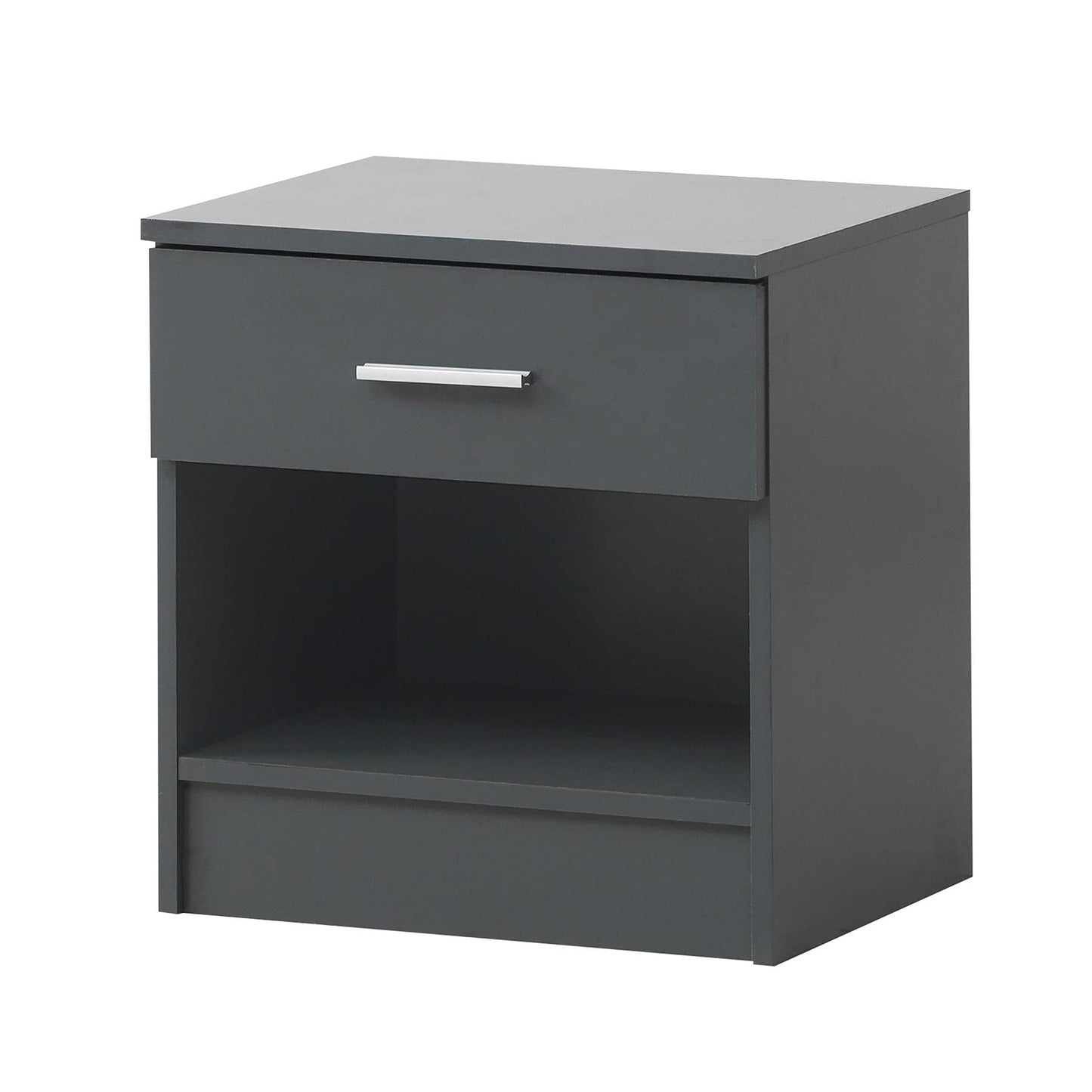 Timber Art Design UK Rio Costa Bedside Cabinet Home Office Bedroom Furniture Aesthetic Nightstand Table 1 Drawer with Metal Handle, Dark Grey
