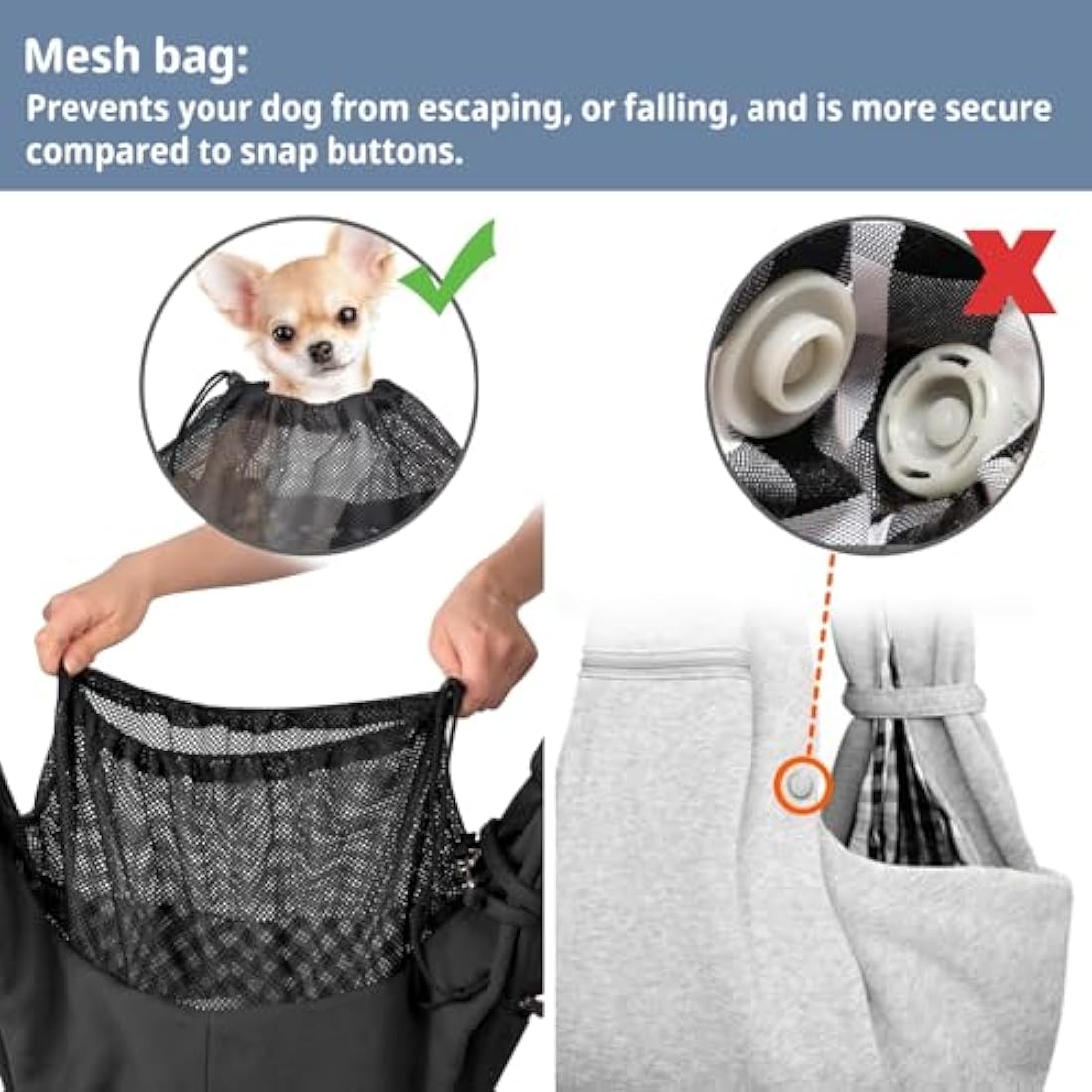 CUBY Dog and Cat Sling Carrier - Small Dog Carrier Sling with Adjust Strap & Zip Pocket, Hands Free Soft Dog Slings for Small Dogs Cats Puppy Pets Outdoor Travel Safety Purse Bag (Black)