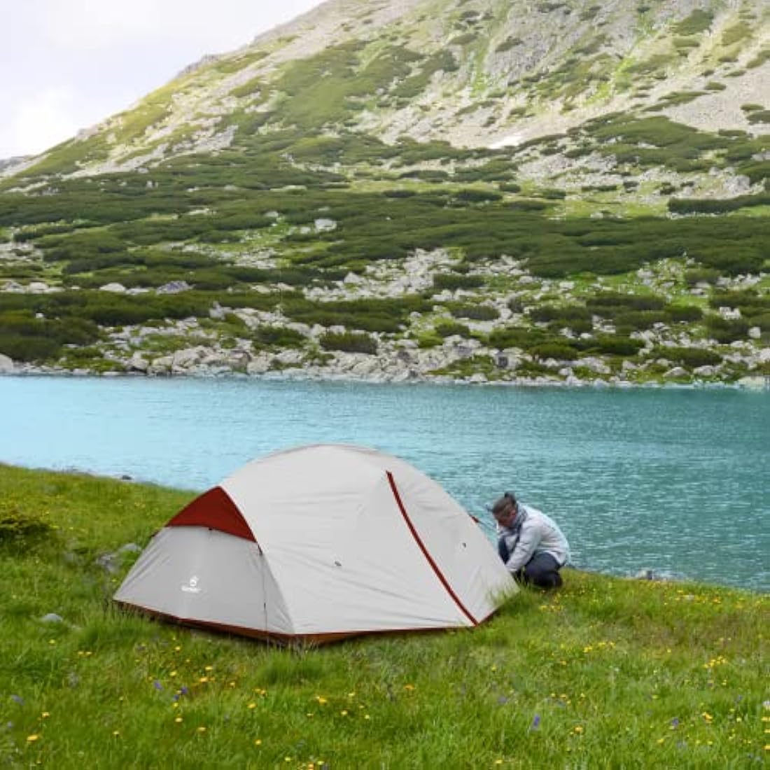 Bessport Tent 2/3 Person Camping Tent 2 Doors Ultralight Waterproof Lightweight and Easy to Build Ventilated 4 Seasons Dome Tent Suitable for Outdoor Hiking and Mountaineering