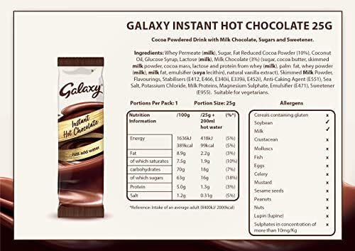 Galaxy Instant Hot Chocolate Sachets, Pack of 100