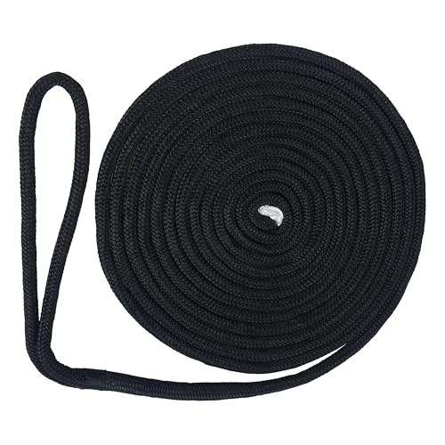 Sailing Boat Dock Lines Double Braided Nylon Anchor Lines Pre-spliced with a 12" Loop Marine-Grade Boat Rope Mooring Lines for Boats (L:16.5 Ft/ 25