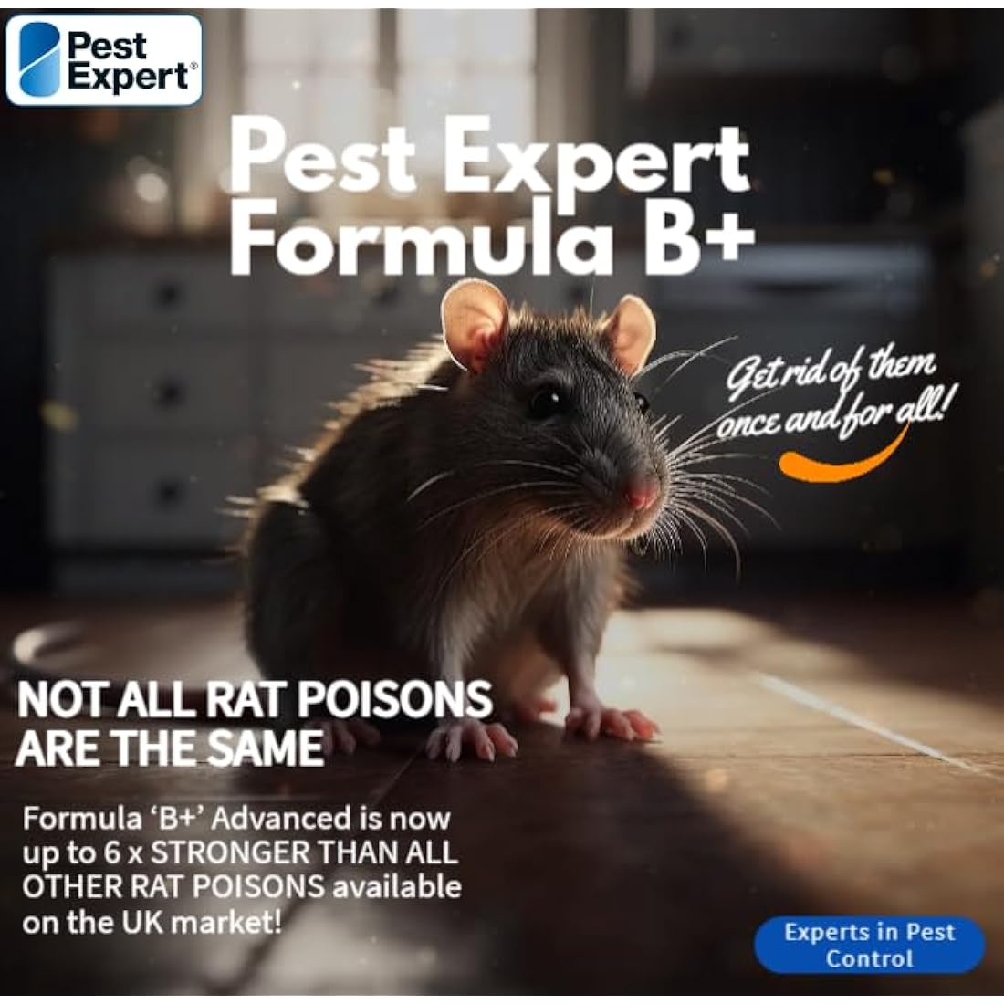 Pest Expert Rat/Mouse Killer Poison Bait Blocks (300g - 15 Blocks) Single Feed Fast-Acting Rat Poisoning Super Strength for Indoor/Outdoor Use & Heavy-Duty Rat Bait Box Station for Safe Control