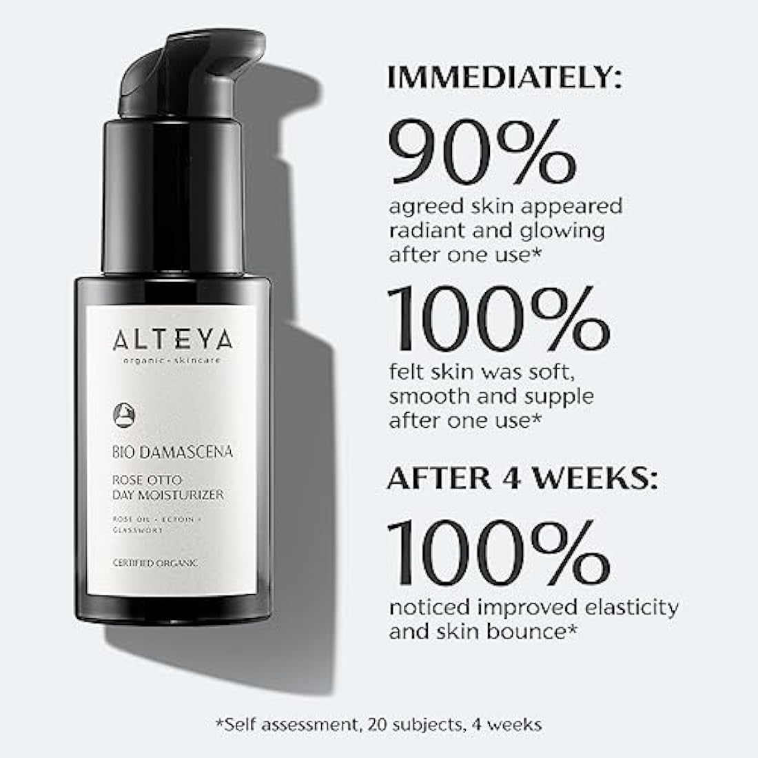 Alteya Organic Day Moisturiser 50ml - NaTrue Certified Organic AWARD WINNING Pure Natural Skin Care Based on Organic Therapeutic Grade Bulgarian Rose Essential Oil (Rosa Damascena)