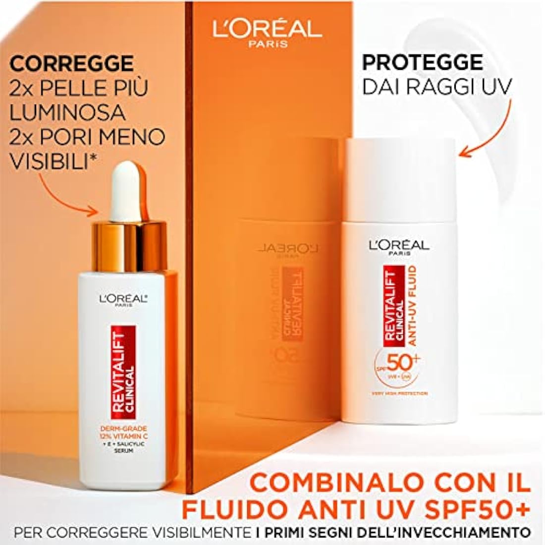 L'Oréal Paris Revitalift Clinical Anti-Ageing Face Serum Formula with 12% Pure Vitamin C E and Salicylic Acid Luminous and Uniform Skin - 2 Bottles 30ml