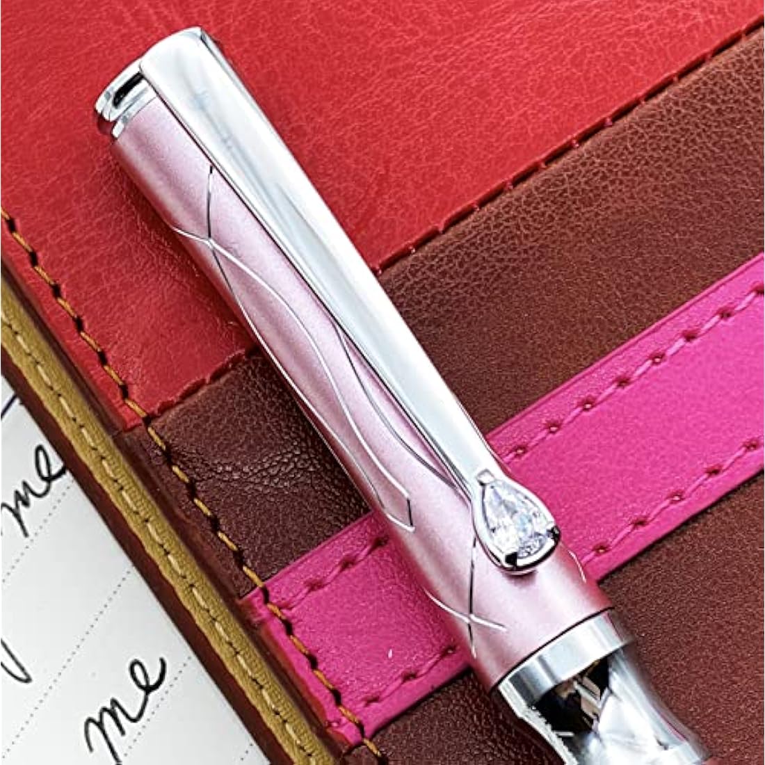 LACHIEVA LUX Nice Elegant Crystal Executive Metal Ballpoint Pen with German-made Refills, Luxury High end Writing Instruments for women-Barbie pink