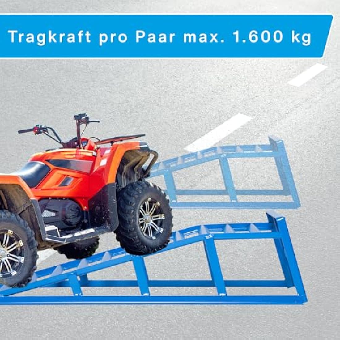 Cartrend Access ramp kit, extra sturdy and wide, load 1.6 tons per each pair, tire distance up to 225 mm, Blue