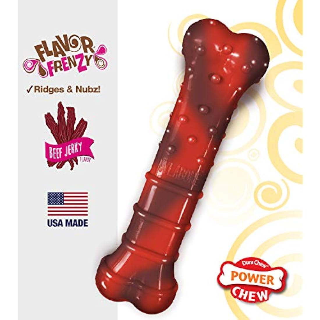 Nylabone Extreme Tough Dog Chew Toy Bone, Durable, Cleans Teeth, Beef Jerky Flavour, Medium, for Dogs Up to 16 kg