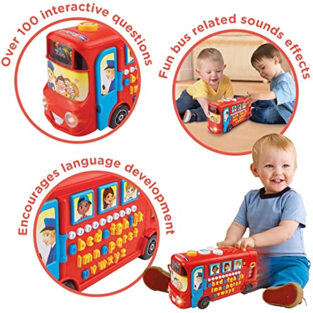 VTech Playtime Bus with Phonics, Educational Toy for Children with Letters, Phonics & the Alphabet, Over 100 Interactive Curriculum Questions, Kids Learning Toy for 2, 3, 4+ Years, English Version