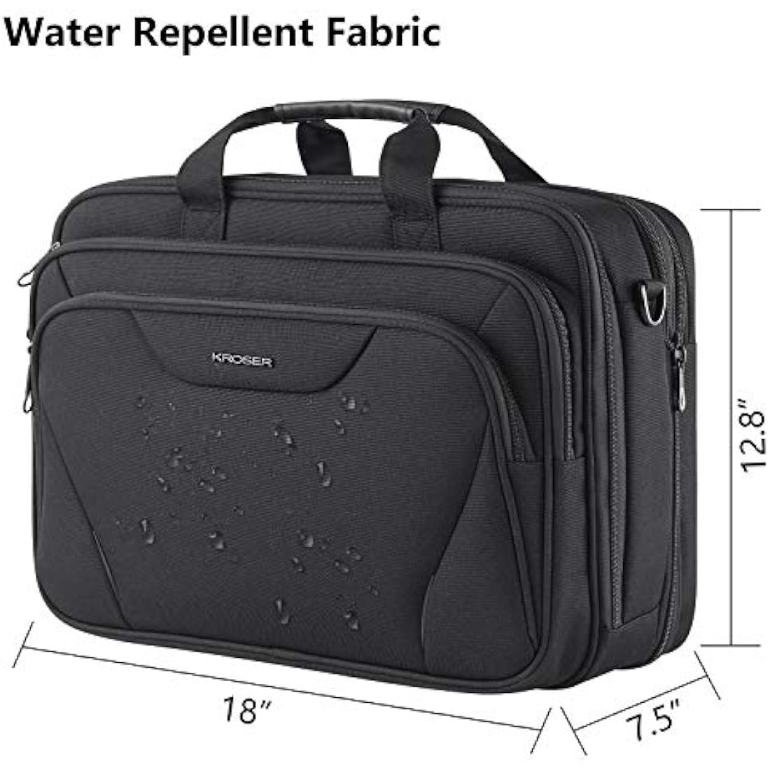 KROSER Laptop Bag Fits 17.3 Inch Laptop, Water Resistant Laptop Briefcase for Men Women Shoulder Bag Computer Bag with RFID Pockets Laptop Case for Work Travel Business School, Black