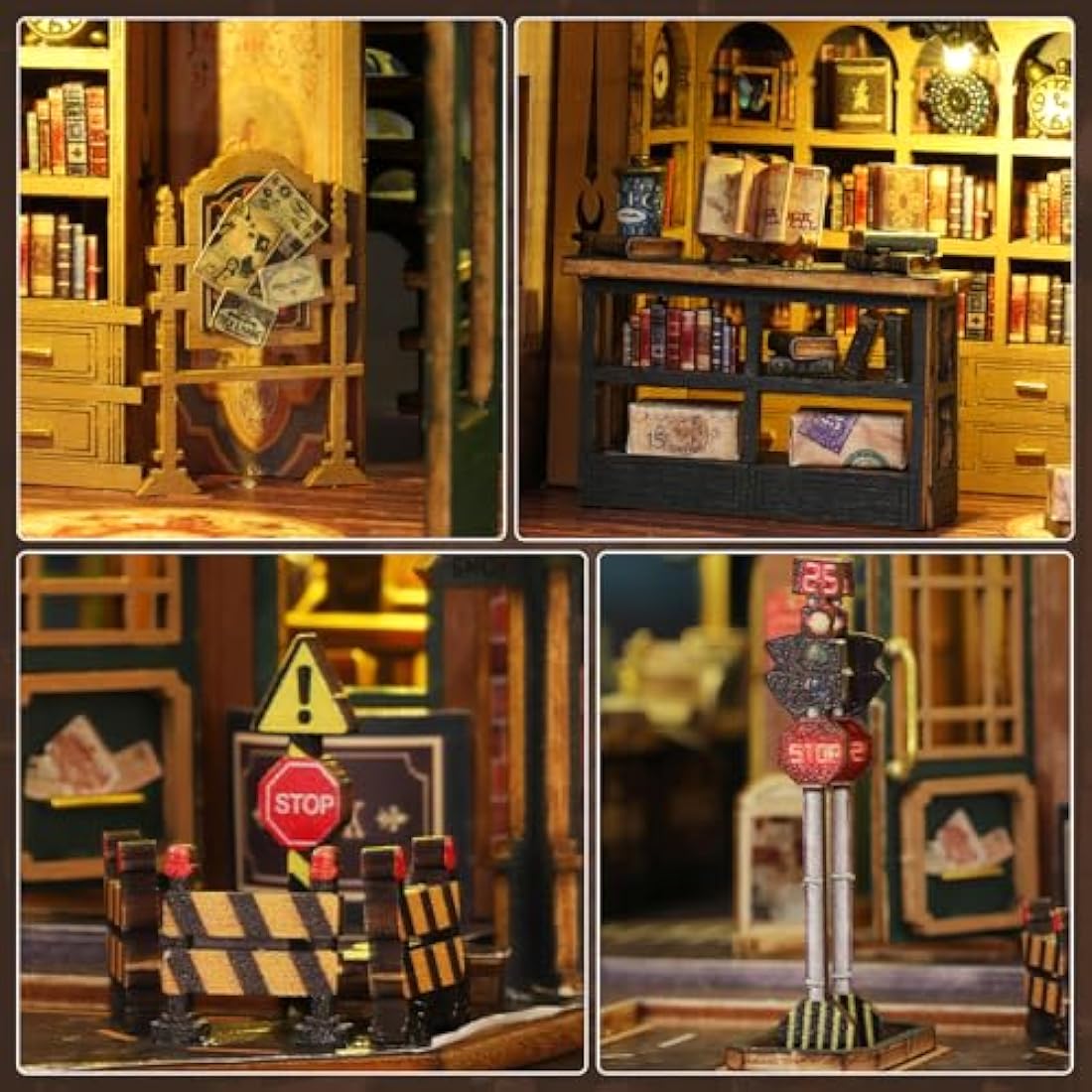 Mostop DIY Miniature Dollhouse Kit, Wooden Dollhouse Kit Miniature House Kit with LED Light and Movements,Creative Room Idea for Kids/Adults Magic House DIY Kits (Twilight BOOK City)