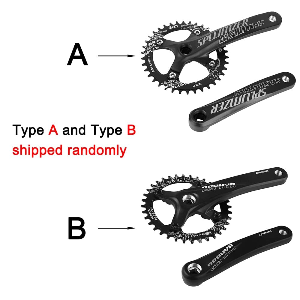 splumzer?UK STOCK Road Bike Crank, Mountain Bike 170mm Square Crankset with 104 BCD 32/34/36/38T Chainring, Aluminum Alloy MTB Crank Narrow Wide CNC