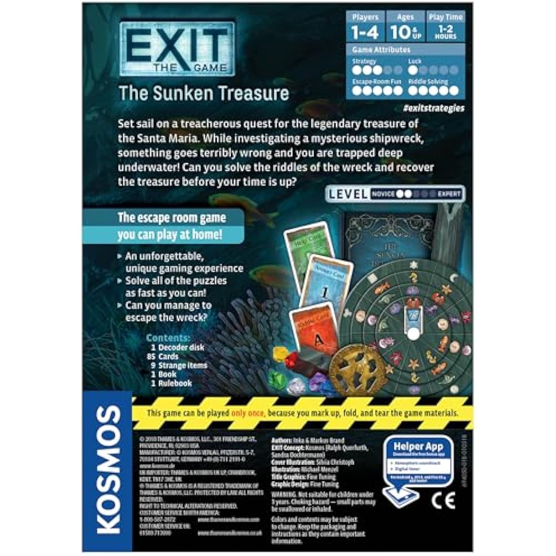 Thames & Kosmos - EXIT: The Sunken Treasure - Level: 2/5 - Unique Escape Room Game - 1-4 Players - Puzzle Solving Strategy Board Games for Adults & Kids, Ages 12+ - 694050