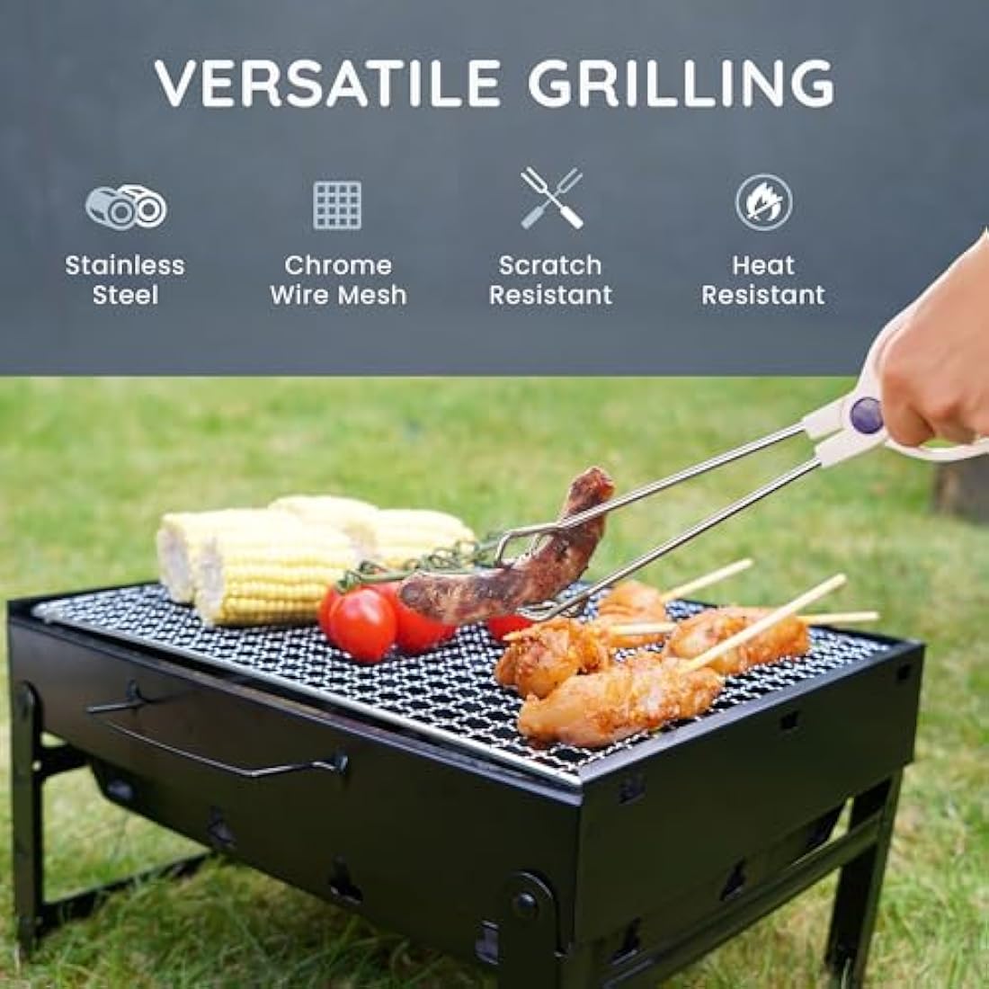 CUQOO Easy-to-use Portable BBQ Grill – Foldable Barbeque Outdoor Travel | Charcoal Barbecue Perfect for Camping, Garden, Picnic Folding Camping Stainless Steel Smoker