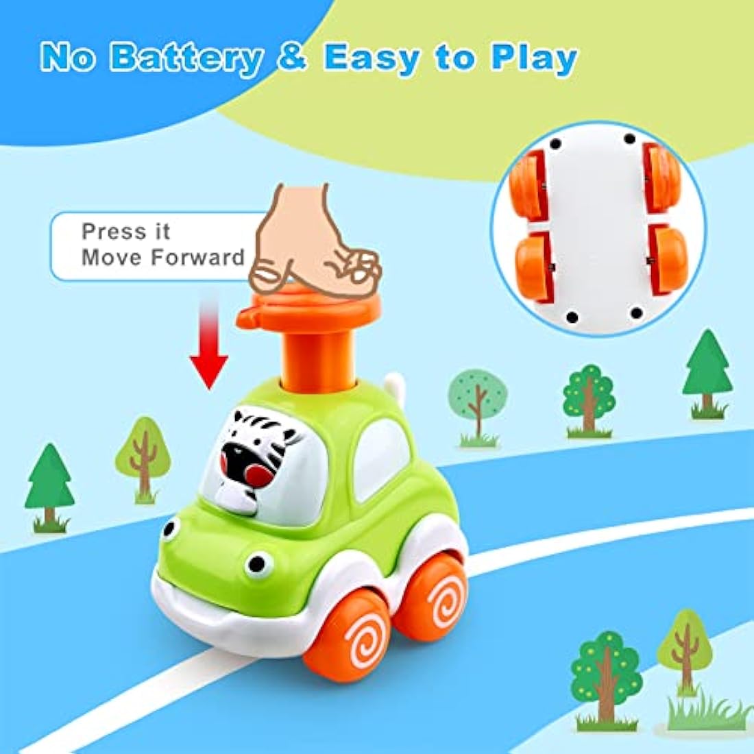 Love&Mini Baby Toy Cars for 1+ Year Old Boy Toddler Toys Age 18M+, 1 2 3 Years Old Boy Gifts Animal Cartoon Press and Go Cars for Toddlers 2-5 Birthday Toys