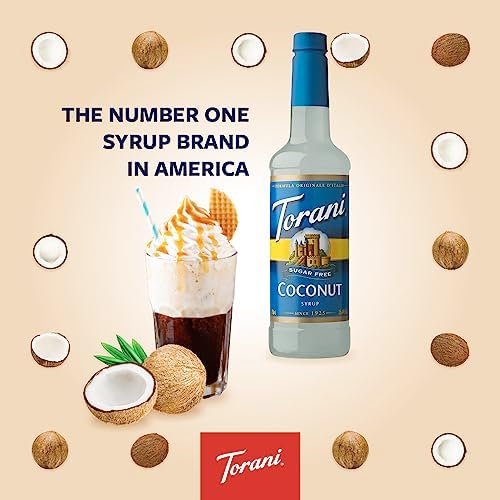 Torani Sugar Free Coconut Coffee Syrup Gift Set (4 x 750ml) - Classic Flavour for Lattes & Iced Drinks - Zero Calorie, Vegan Coffee Flavouring