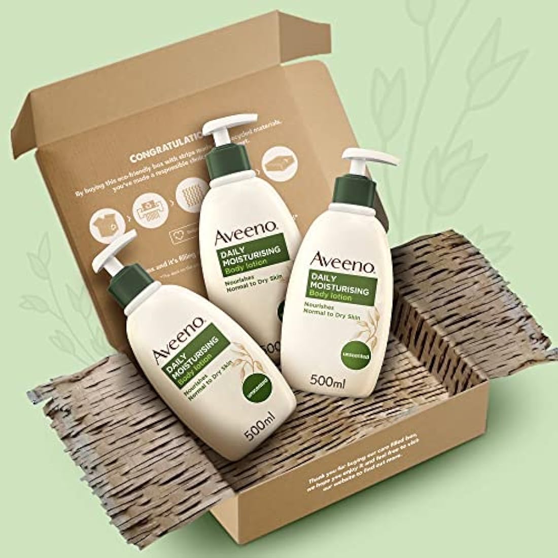 Aveeno Daily Moisturising Body Lotion Bundle (3x 500ml), Hydrating Lotion Enriched with Nourishing Colloidal Oatmeal, Gentle Body Moisturiser Suitable for Sensitive and Dry Skin