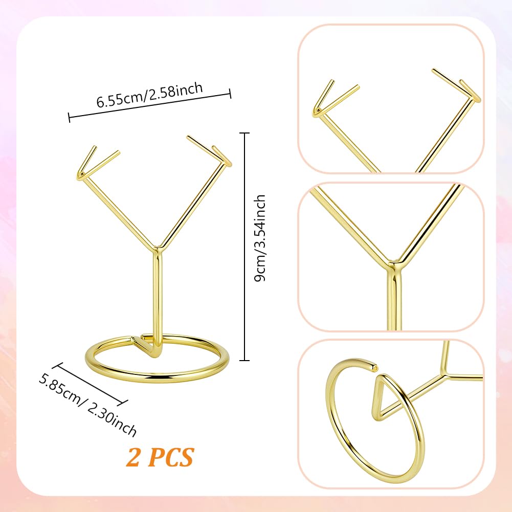AHANDMAKER 2Pcs Rock Display Stand, Metal Crystal Display Holder Small Crystal Ball Holders for Gemstones Spheres Geodes Rocks Fossils Marbles Home