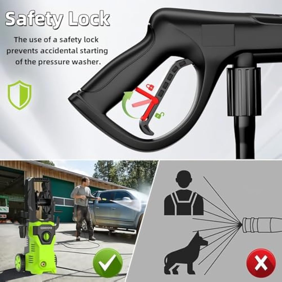 Pressure Washers, 2200W 150Bar High-Pressure 540L/H Flow Rate Jet Washers/Pressure Washers with Adjustable Nozzle &10m Hose, Electric Power Pressure Washer for Cleaning Cars, Driveways, Patios, Fences