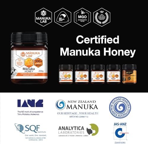 Manuka Lab Certified MGO 300+ Manuka Honey 500g - The Natural Way to Heal Your Wounds, Clear Your Skin and Boost Your Energy | Premium Quality Honey from New Zealand, Manuka Honey