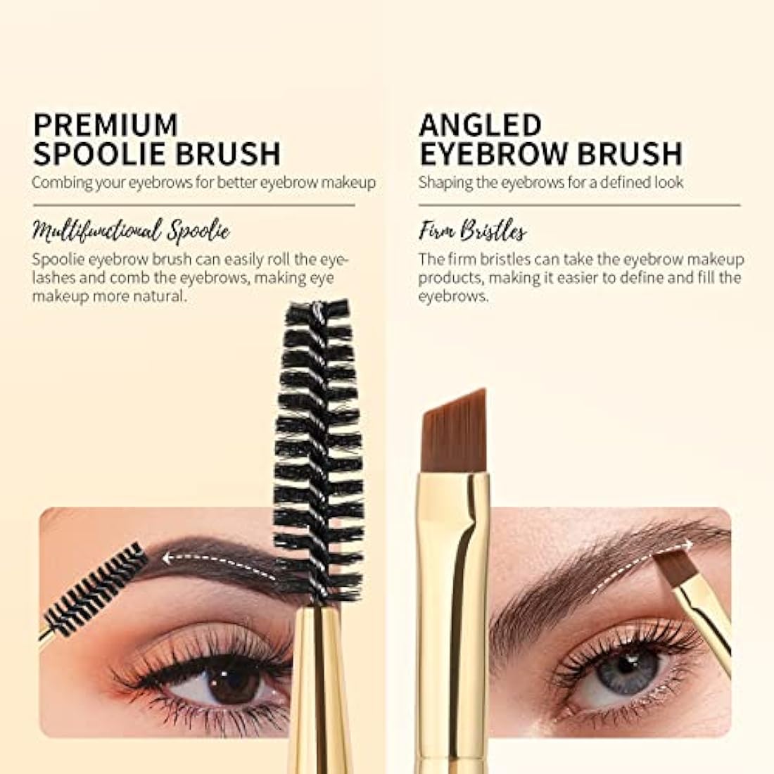 Docolor Eyebrow Brush Duo Eyebrow Spoolie 1Pc Professional Angled Eye Brow Brush Perfect for Lining and Shaping Brows, Spoolie for Brows or Lashes White