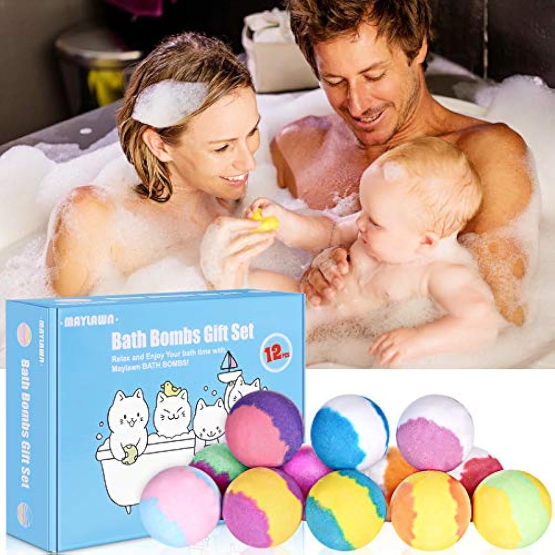 Bath Bombs Gift Set, 12pcs Handmade Fizzy Bubble Bath Bombs, Vegan & Cruelty Free, Perfect for Bubble and Spa Bath, Birthday Mothers Day Gifts Idea for Her/Him, Wife, Girlfriend