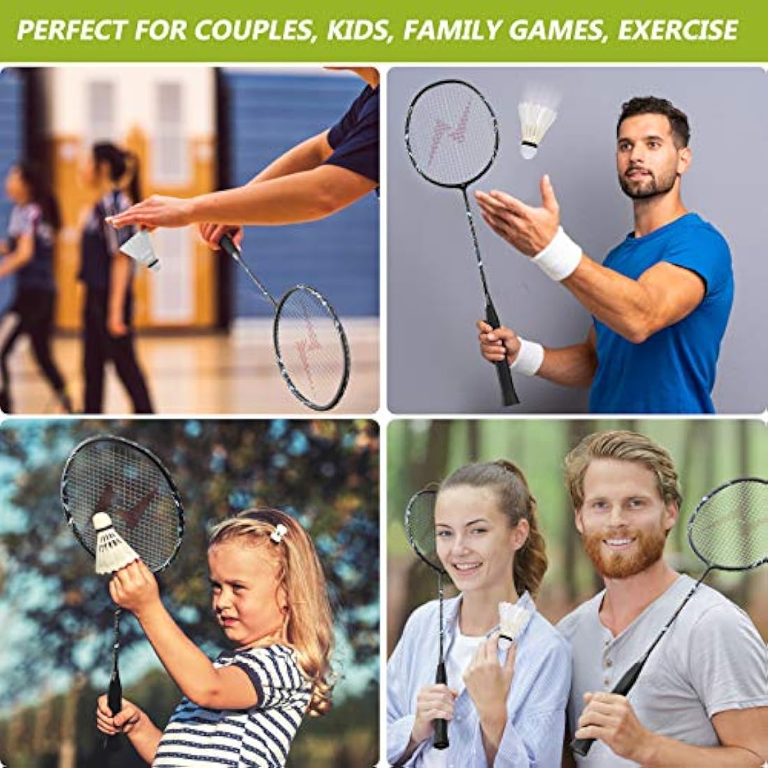 Nalax Badminton Set,2 Player Badminton Rackets Carbon Fiber Racquet with 3 Shuttlecocks and 1 Carrying Bag,Backyard Games for Outdoor,Garden,Beach,Family Fun Game