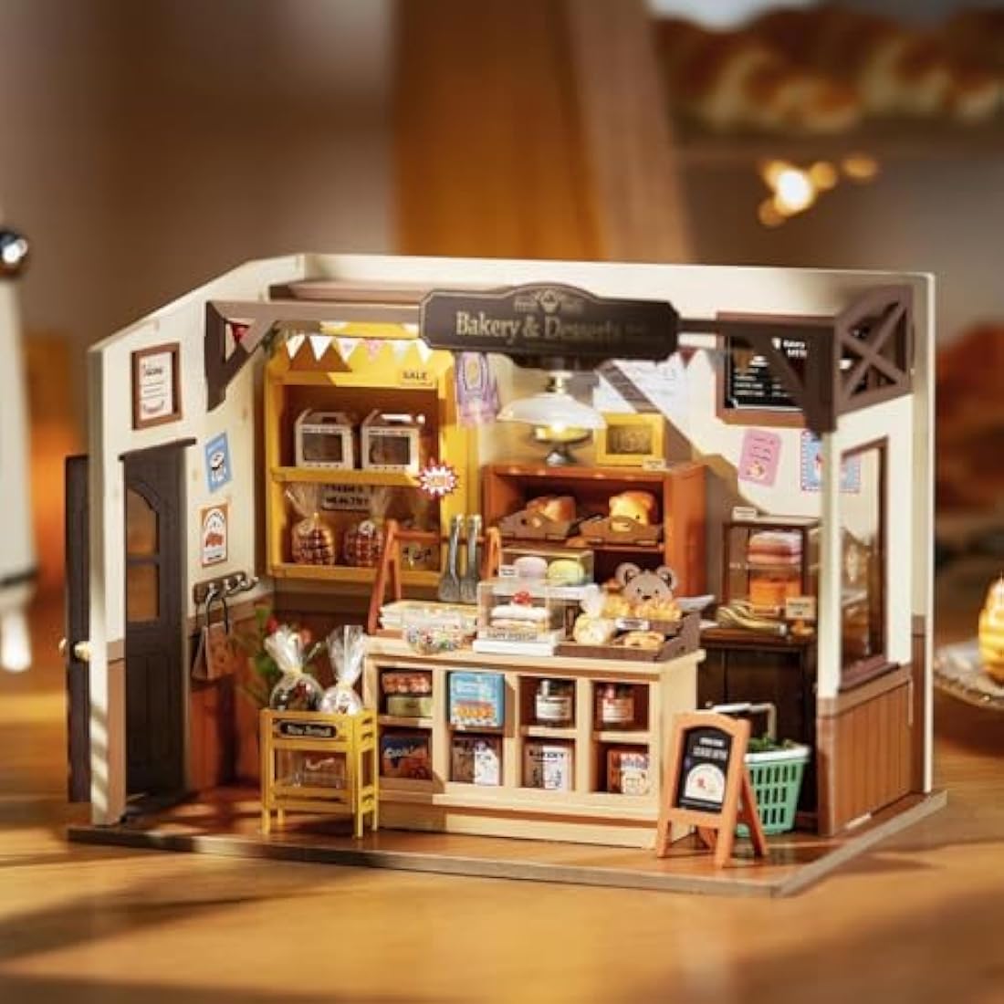 RoWood DIY Miniature Doll House Kit Bakery | Wooden Dollhouse Model Book Nook Kit | Craft Kits Gifts for Adults and Teens (LAT-DG161)