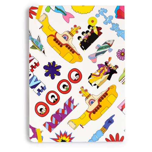 Puckator A5 Lined Notebook in Recycled Paper – Yellow Submarine, Beatles – White