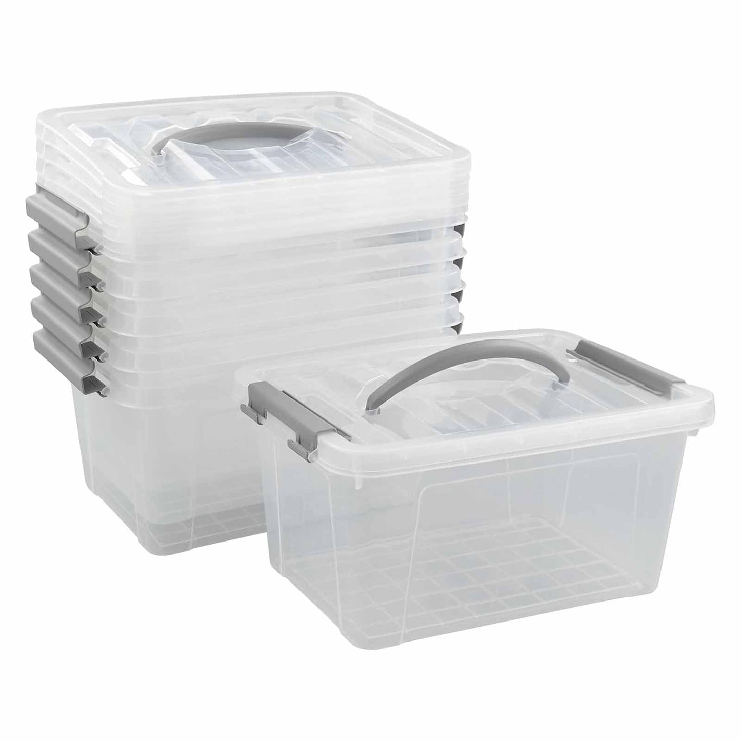 Vcansay 6 L Clear Plastic Storage Boxes with Handles, 6 Packs
