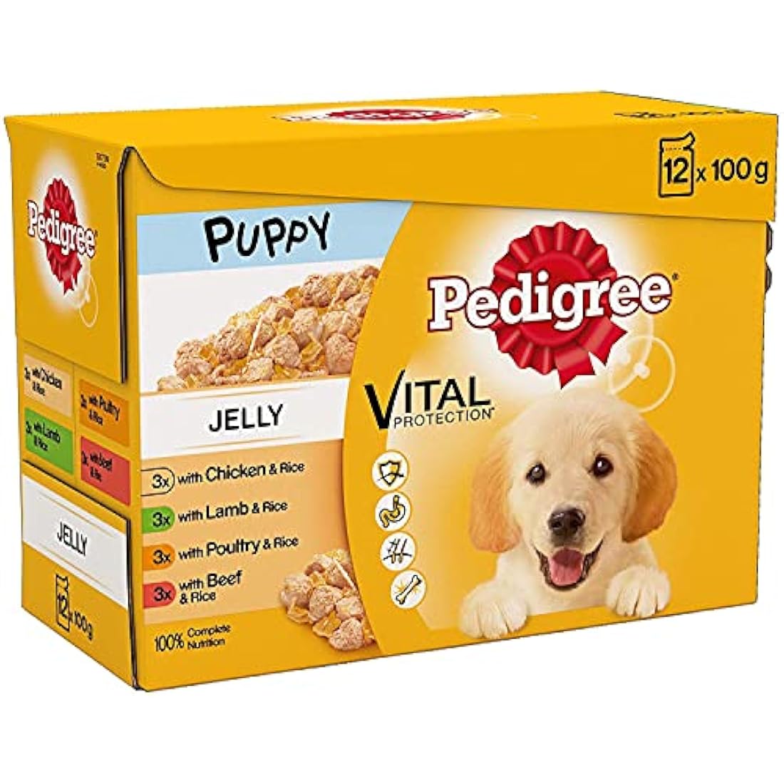 Pedigree Junior Wet Dog Food for Young Dogs and Puppies 2-12 Months Mixed Selection in Jelly, 12 x 100g