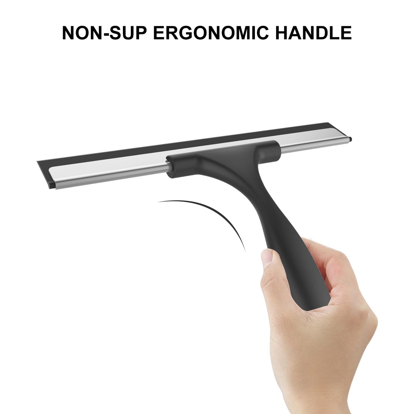 SetSail Shower Squeegee for Glass Doors, 25cm, Silver-black