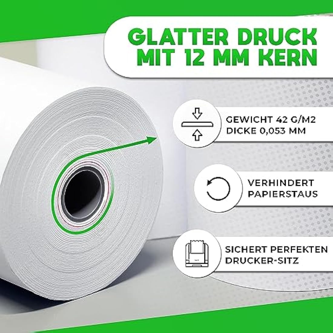 V1 Trade Thermal Rolls 57 mm x 30 m x 12 mm (Pack of 50) – Till Rolls 57 mm Thermal for Cash Register – EC Rolls Made of Thermal Paper 42 g/m² – Receipt Rolls Thermal 57 mm for Receipt Printers