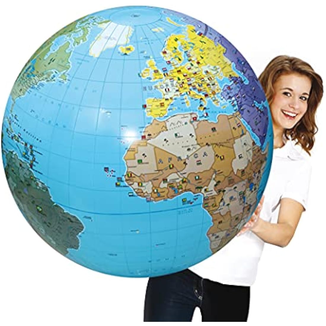 Caly XXL Inflatable Globe The World 85 cm, 060ENF, Ocean Blue