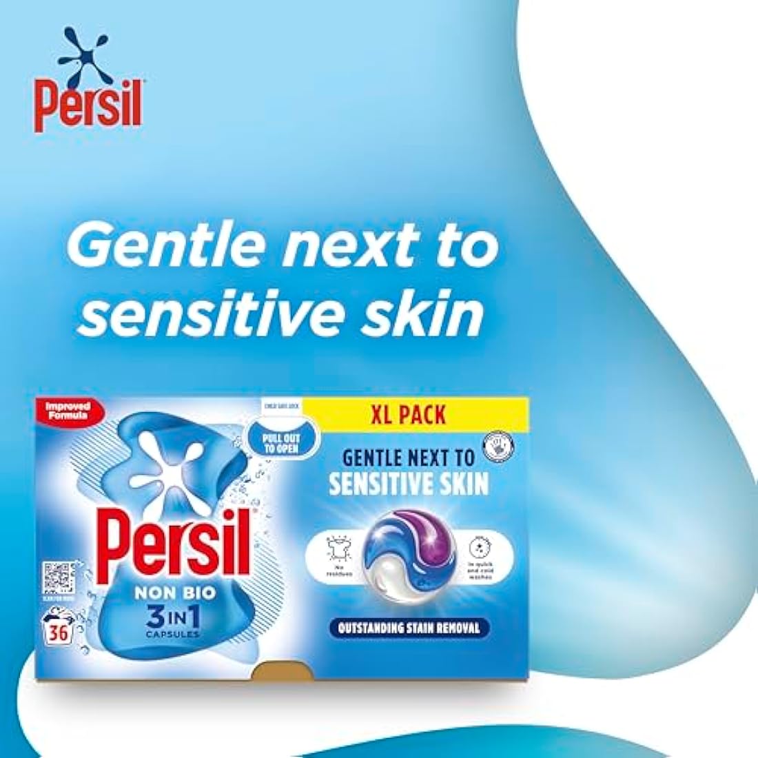 Persil Non Bio 3 in 1 Washing Capsules laundry capsules gentle next to sensitive skin for outstanding stain removal in quick & cold washes 108 washes (3x 36)