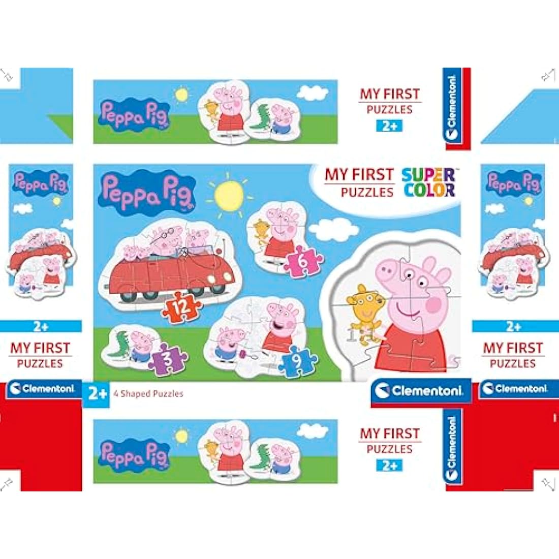Clementoni 20829, Peppa Pig My First Puzzles for Toddlers - 3+6+9+12 Pieces, Ages 2 Years Plus