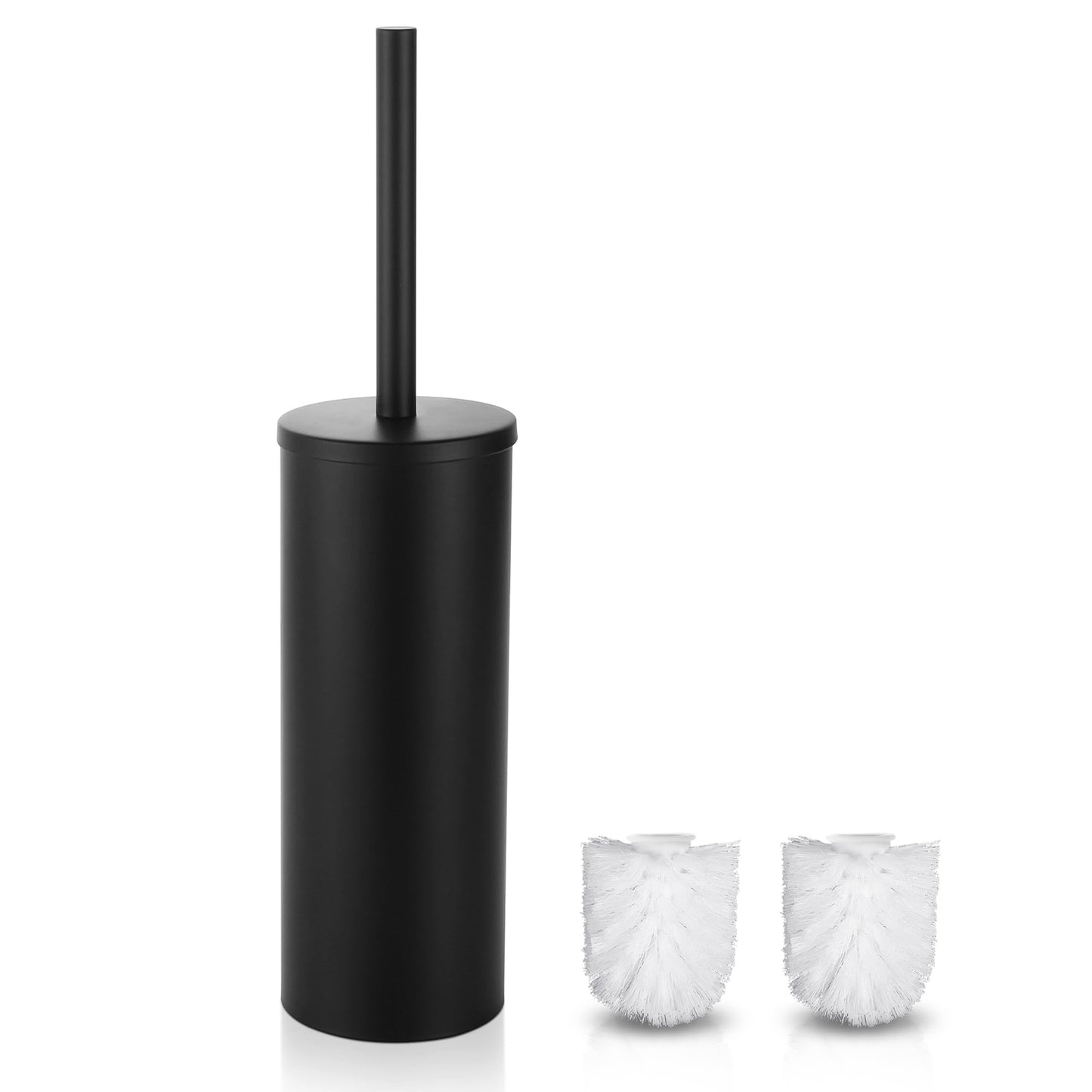 Gricol Stainless Steel Toilet Brush & Holder Free Standing Toilet Brush Matt Black including 2 Brush Heads