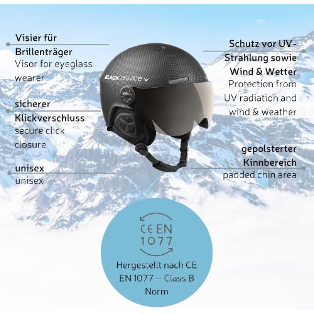 Black Crevice Gstaad Adults' Ski Helmet