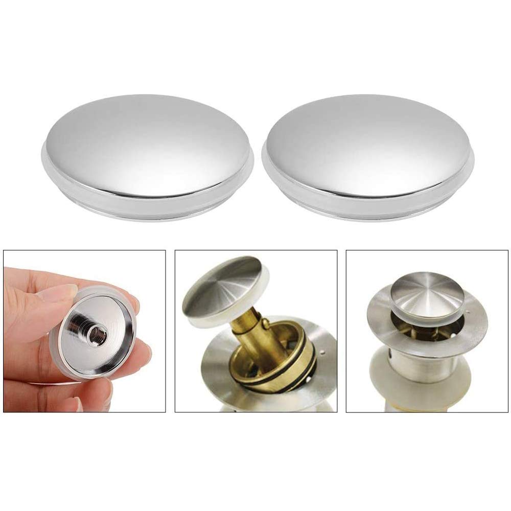 2Pcs Basin Sink Tap Push Button Brass Polished Chrome Click Clack 38mm Waste Bath Pop Up Plug Drain Stopper for Bath