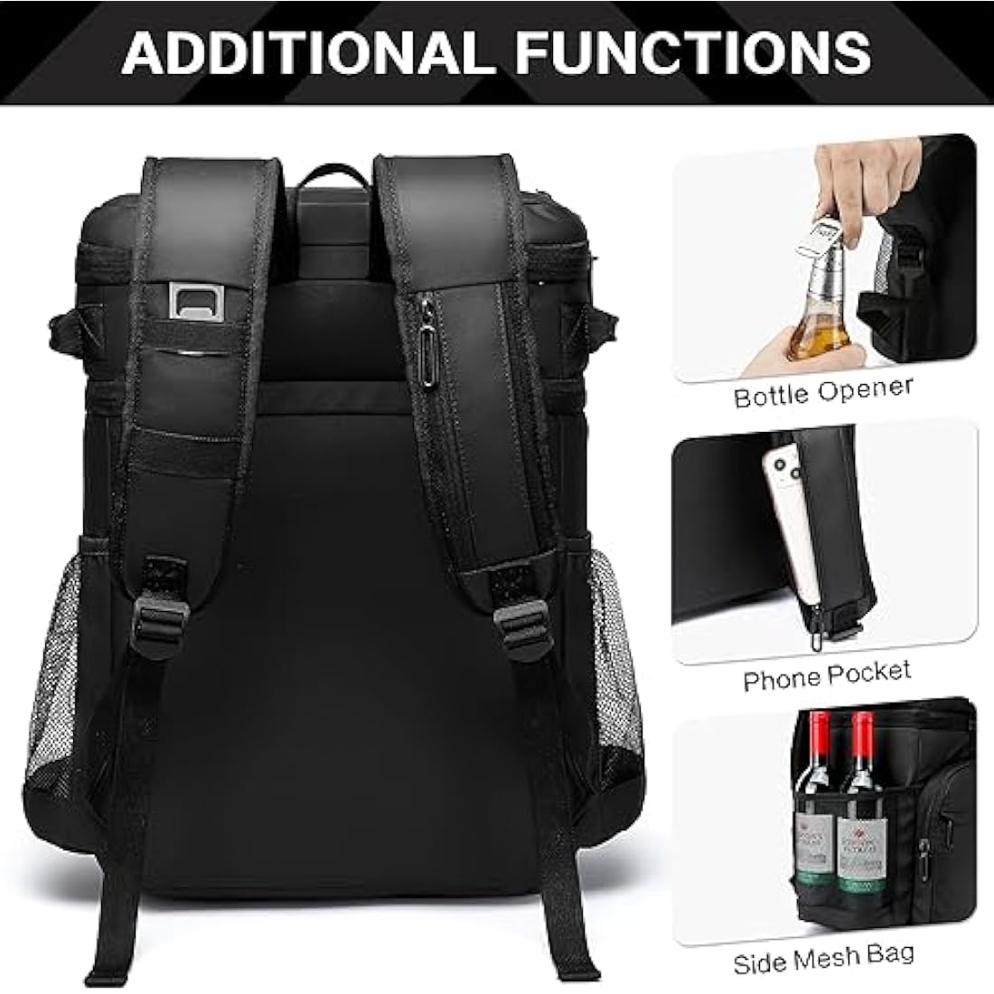 Laripwit Cooler Backpack 54 Cans Insulated Cool Bag Rucksack Leak-Proof Picnic Backpack for Men Women - Perfect Large Soft Cooler Rucksack for Travel, Camping, Lunch, Beach