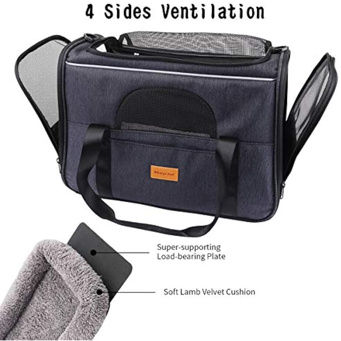 Morpilot Pet Carrier Bag, Portable Cat Carrier Bag Top Opening, Removable Mat and Breathable Mesh, Foldable Cat Carrier Transport Bag for Dogs and Cats, with Shoulder Strap and Pet Bowl Grey